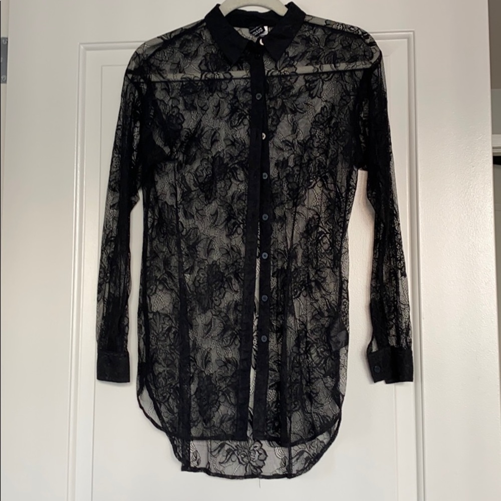 Sheer Floral Black Blouse